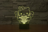 3D 7 Color Hello Kitty Illusion Lamp V2 with Remote Control