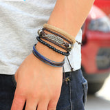 The Tribal Feather Wrist Band 4 Layered Set