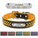 Personalized Embroidered Leather Dog Collar With Custom Name Tags!